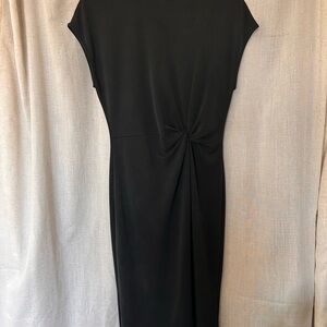 Halogen Black Twist-Front Midi Dress